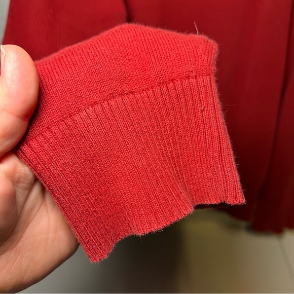 Eddie Bauer Nordic Quarter Zip 100% cotton Sweater In Tartan Red men’s large - Picture 5 of 10